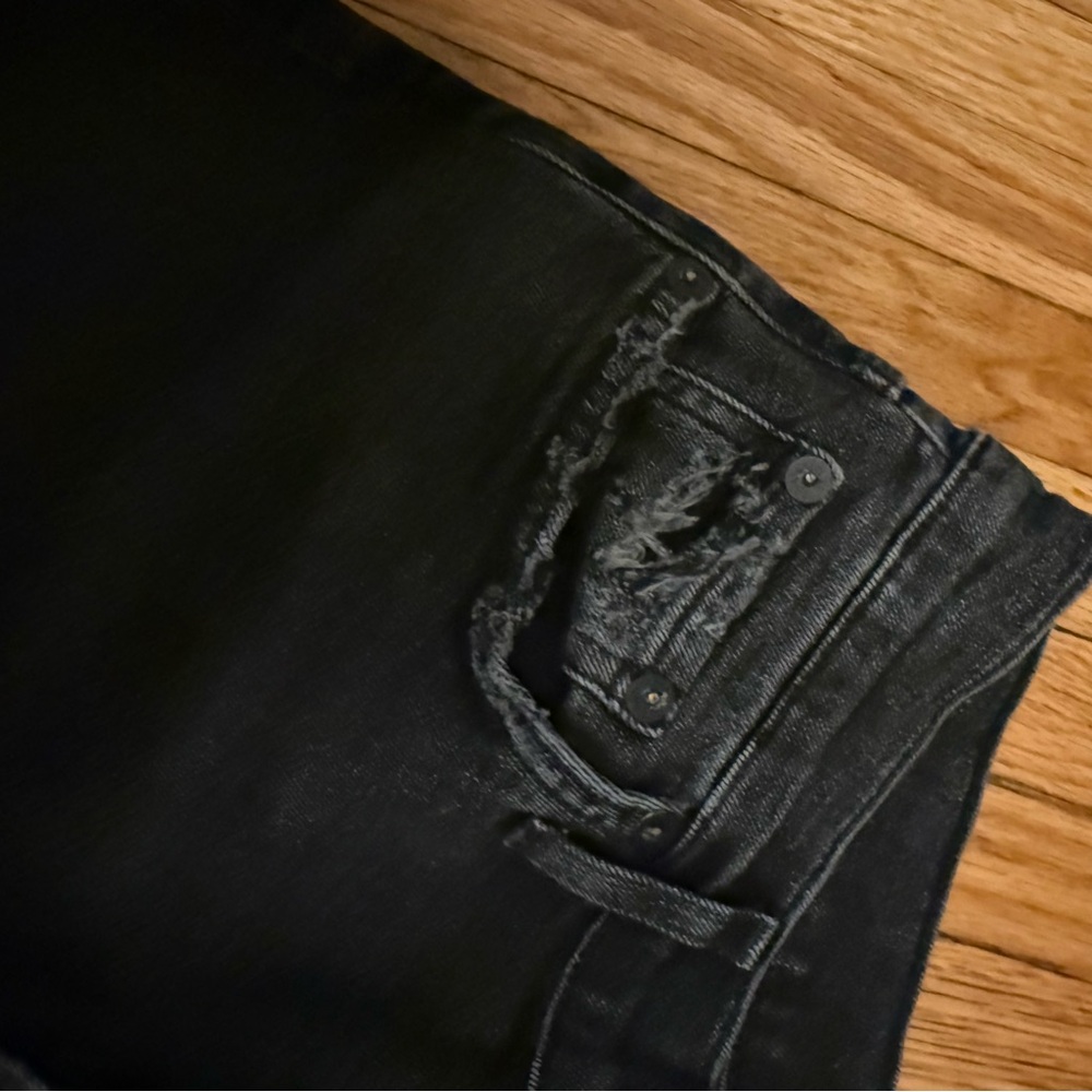 Agolde Sophie High Rise Crop Jeans Black Distressed Hem 31 - Picture 8 of 8